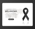 Banner with Melanoma Cancer Awareness Realistic Black Ribbon. Vector illustration.